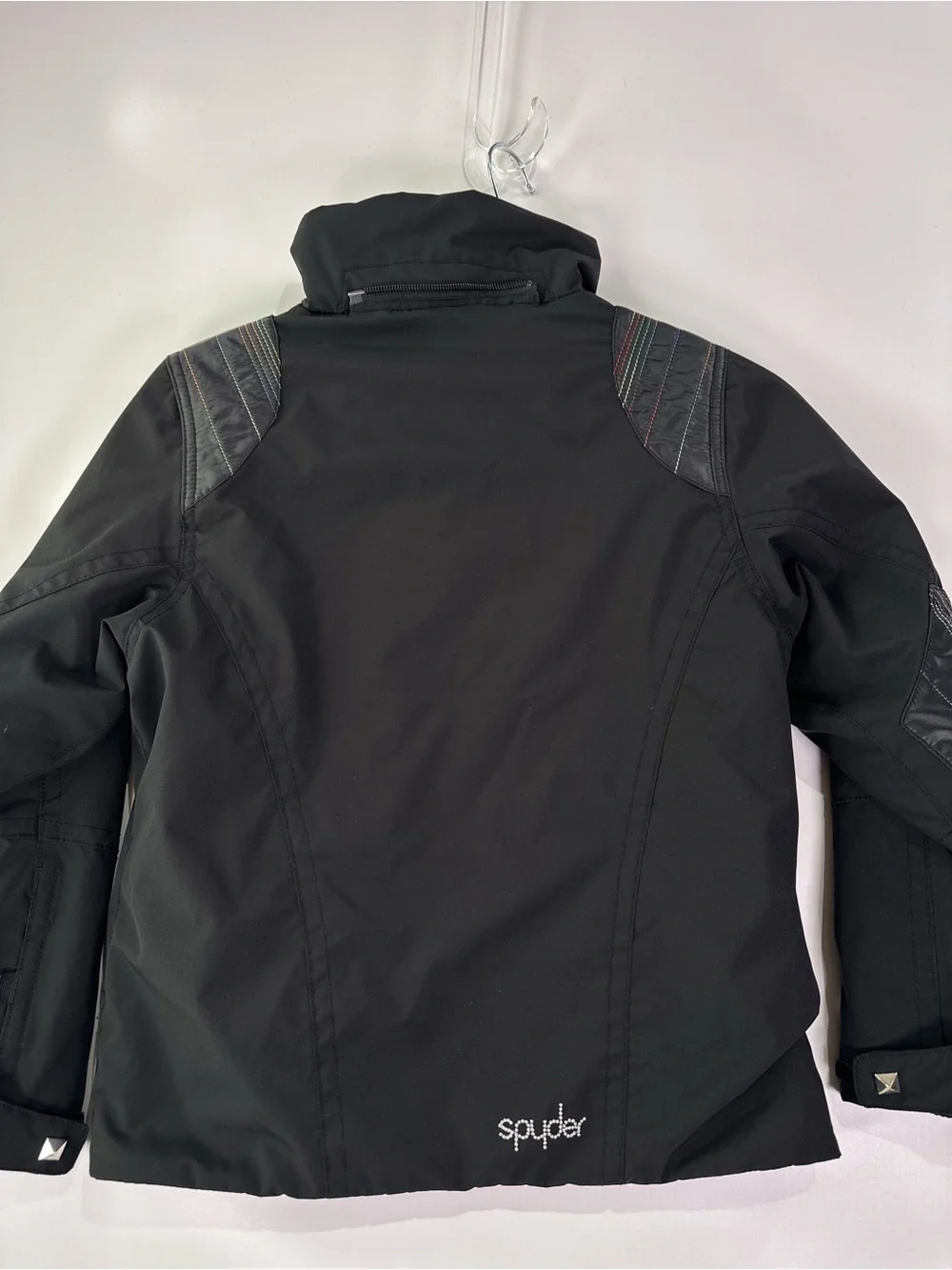 Spyder Girls Ski Jacket Rainbow Zipper Rhinestone Black Size 8